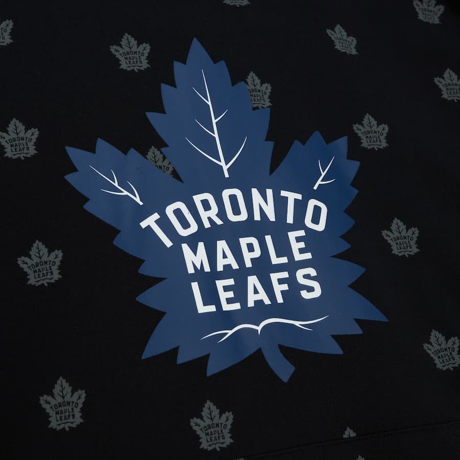 Худи Mitchell & Ness Black Toronto Maple Leafs Allover Print Fleece Pullover Hoodie
