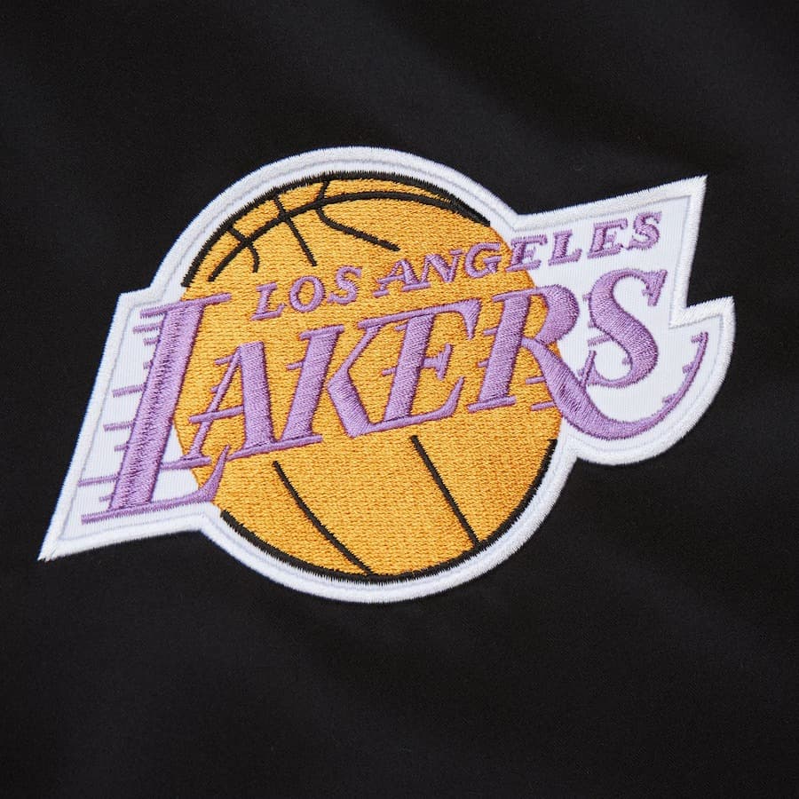Бомбер Mitchell & Ness Black Los Angeles Lakers Primetime Vintage Satin Full-Snap Jacket