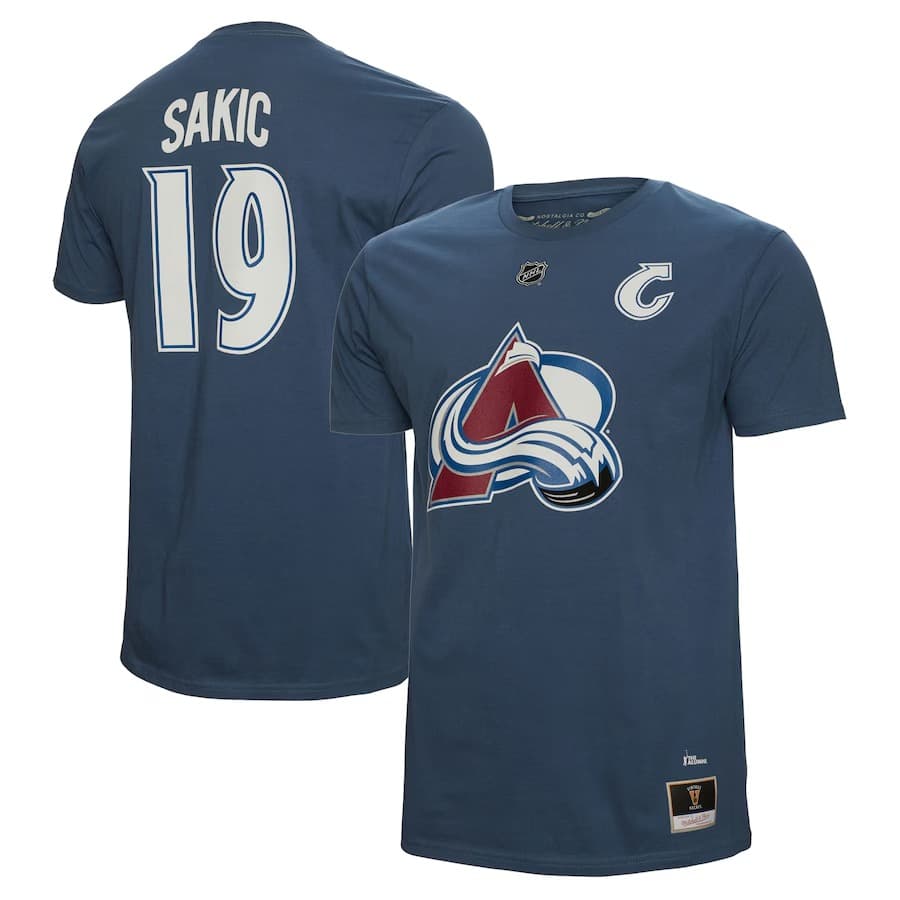 Футболка Mitchell & Ness Joe Sakic Blue Colorado Avalanche Name & Number T-Shirt