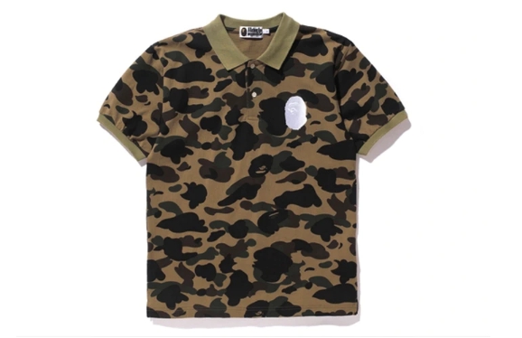 Поло BAPE 1st Camo Large Ape Head Polo SS19 Green