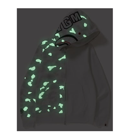 Худи BAPE City Camo Half Shark Full Zip Hoodie White