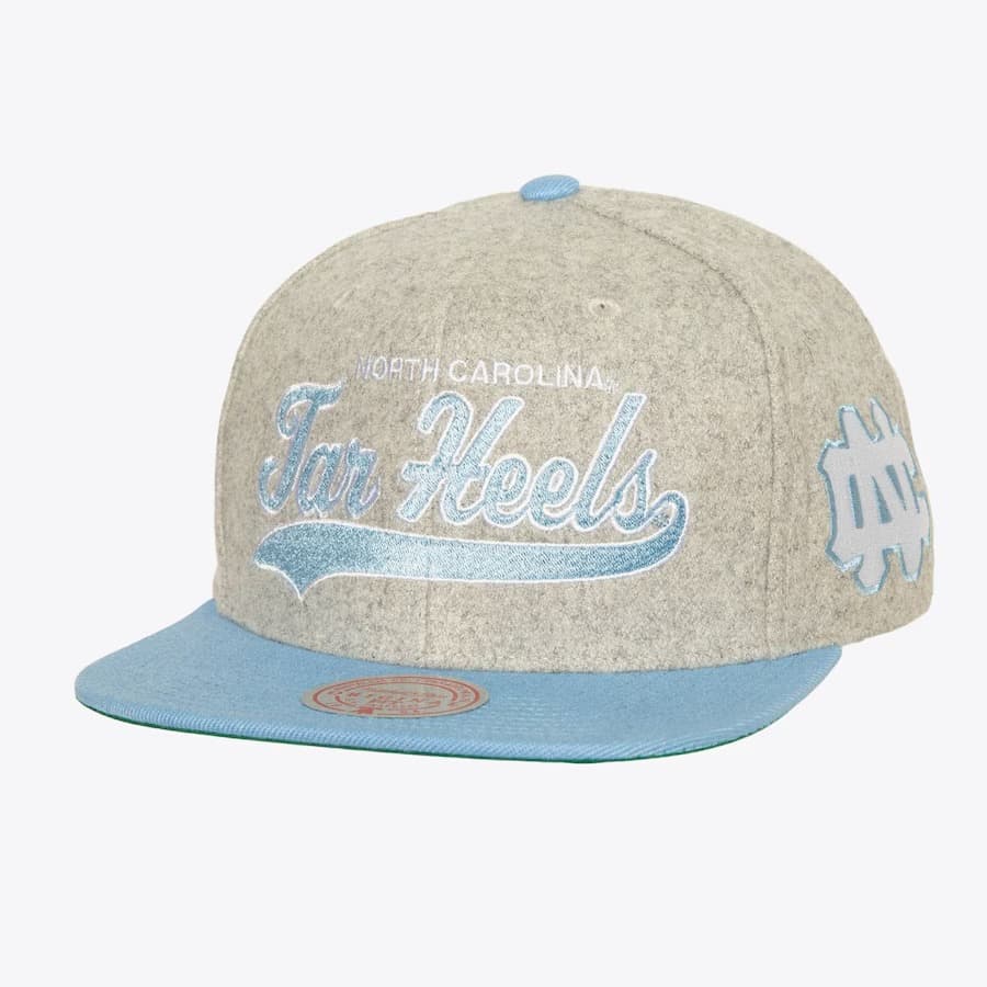 Бейсболка Mitchell & Ness Gray North Carolina Tar Heels Tailsweep 2.0 Melton Vintage Snapback Hat