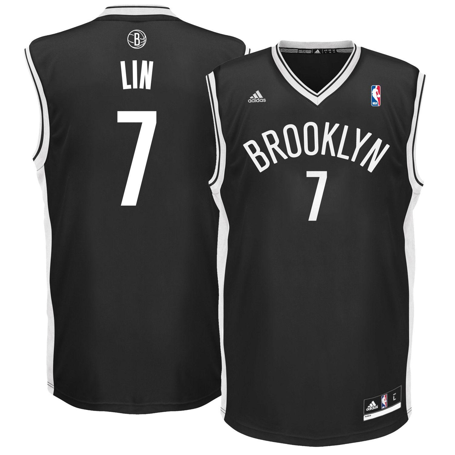 Баскетбольная джерси adidas Jeremy Lin 7 Brooklyn Nets Replica Black