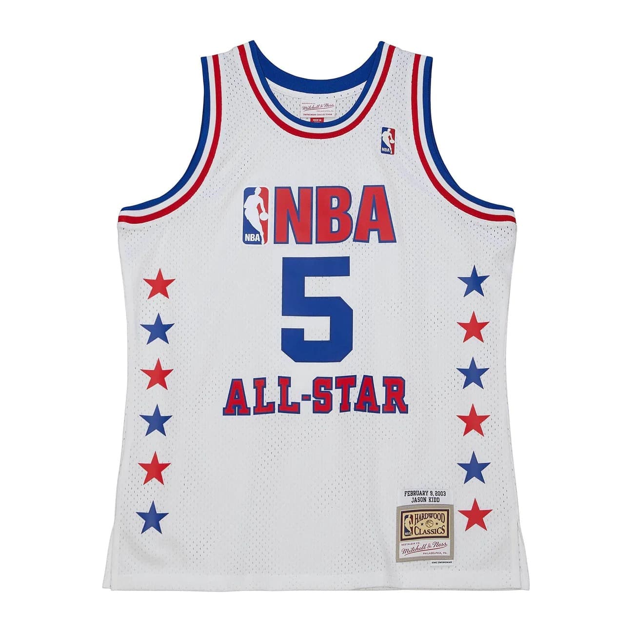Баскетбольная джерси 2003 All Star Game Jason Kidd #5 Swingman Hardwood Classics White Jersey