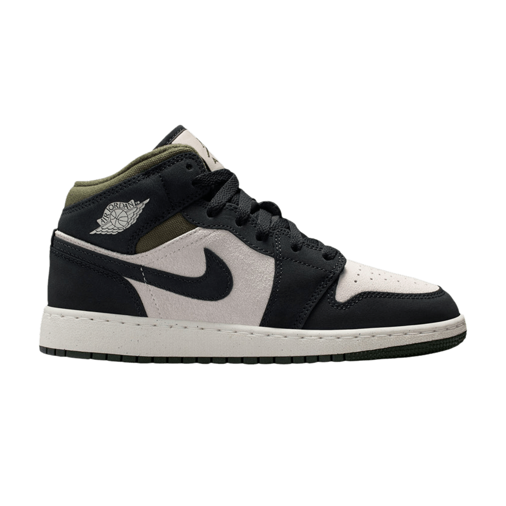 Кроссовки Air Jordan 1 Mid SE GS 'Medium Olive Off Noir'