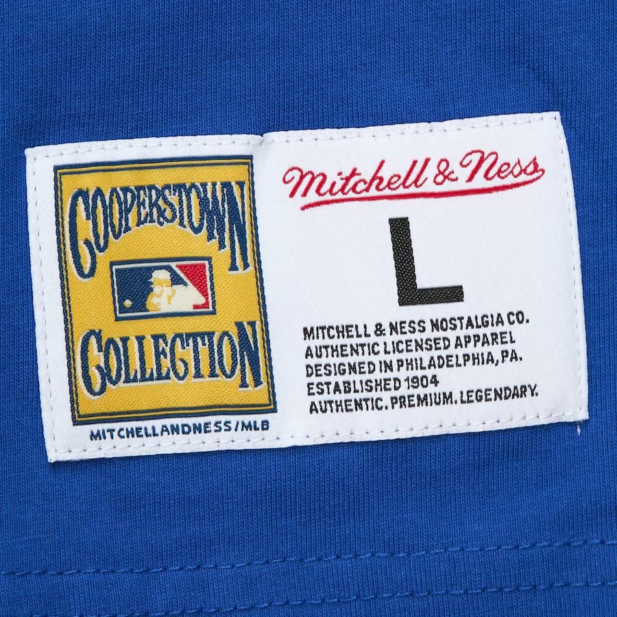 Футболка Mitchell & Ness Royal Chicago Cubs Jacquard Ringer Vintage Logo T-Shirt