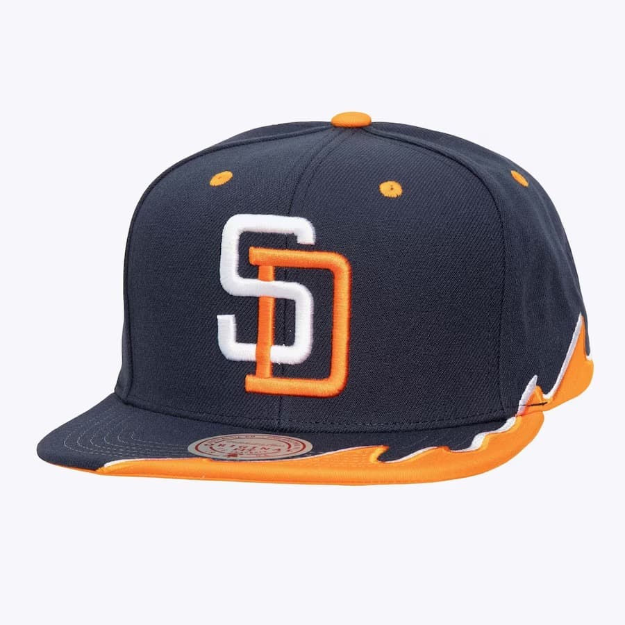 Бейсболка Mitchell & Ness Navy San Diego Padres Cooperstown Collection Rising Tide OG Snapback Hat