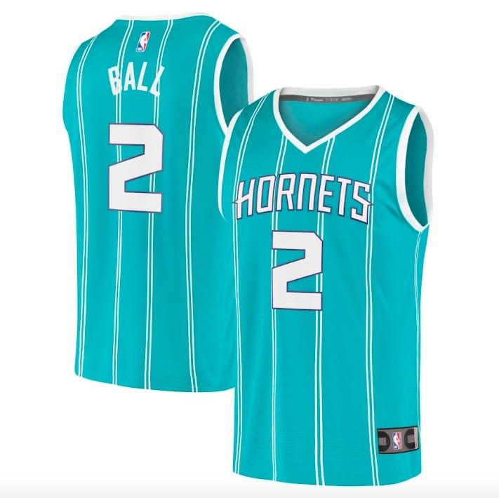 Баскетбольная джерси 2020-21 Charlotte Hornets #2 LaMelo Ball Fast Break Icon Teal Jersey
