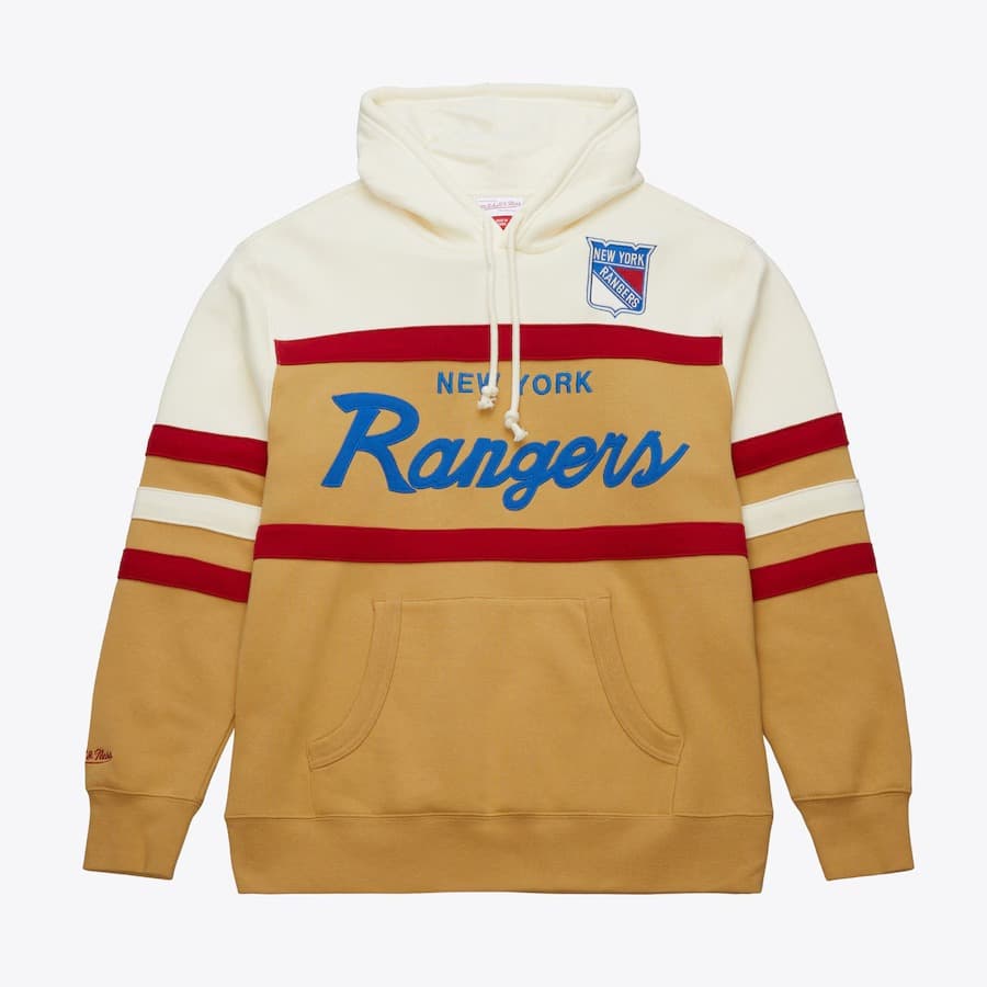 Худи Mitchell & Ness Tan New York Rangers Head Coach Fleece Pullover Hoodie