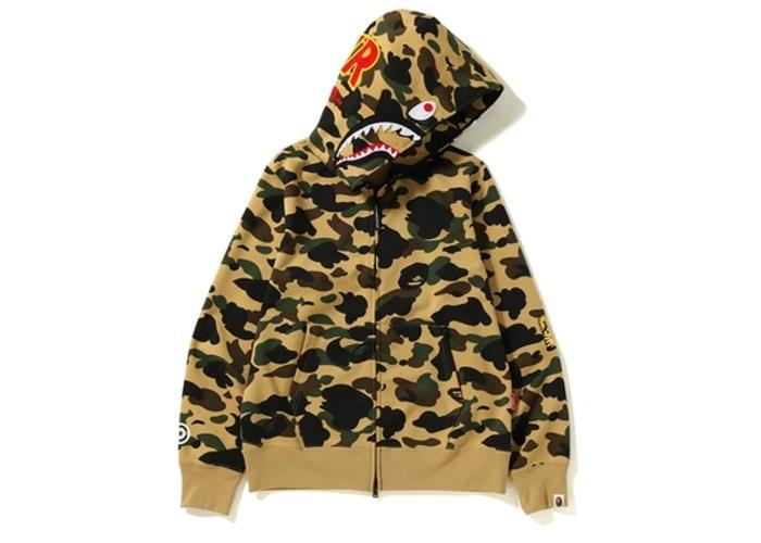 Худи BAPE 1st Camo Windstopper PONR Shark Full Zip Hoodie Yellow