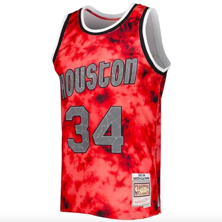 1993-94-Houston-Rockets-34-Hakeem-Olajuwon-Mitchell-Ness-Galaxy-Red-Jersey-3