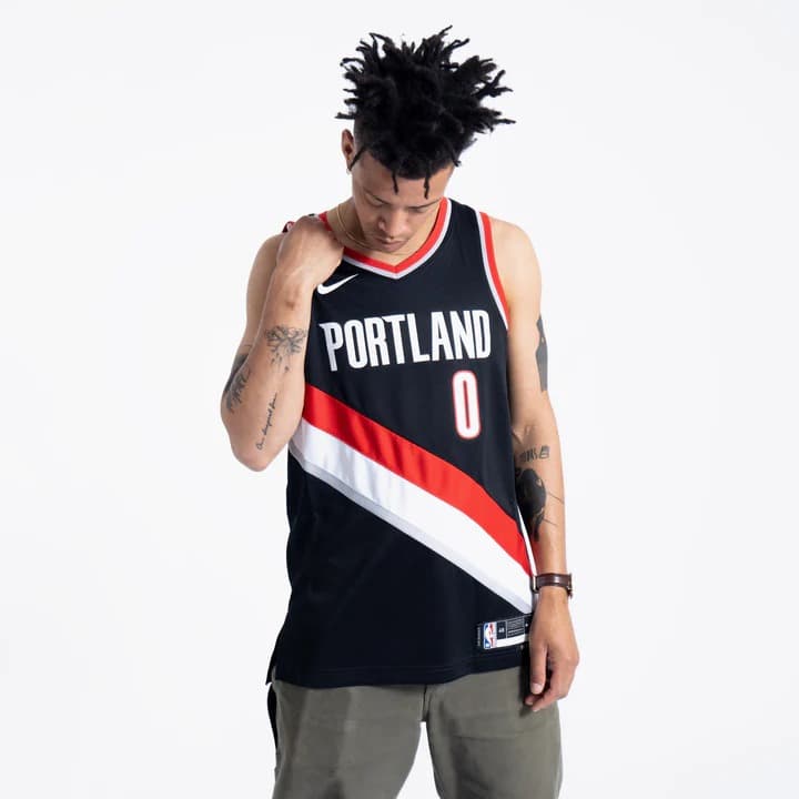 Баскетбольная джерси 2023-24 Portland Trail Blazers Damian Lillard #0 Swingman Icon Edition Black Jersey