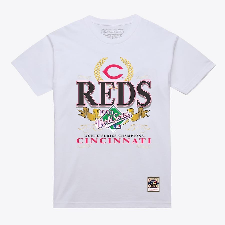 Футболка Mitchell & Ness White Cincinnati Reds Pennant Chase T-Shirt