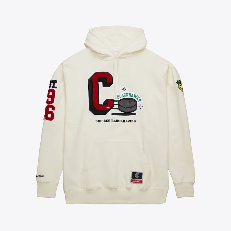 Худи Mitchell & Ness Cream Chicago Blackhawks Sswagger Fleece Pullover Hoodie