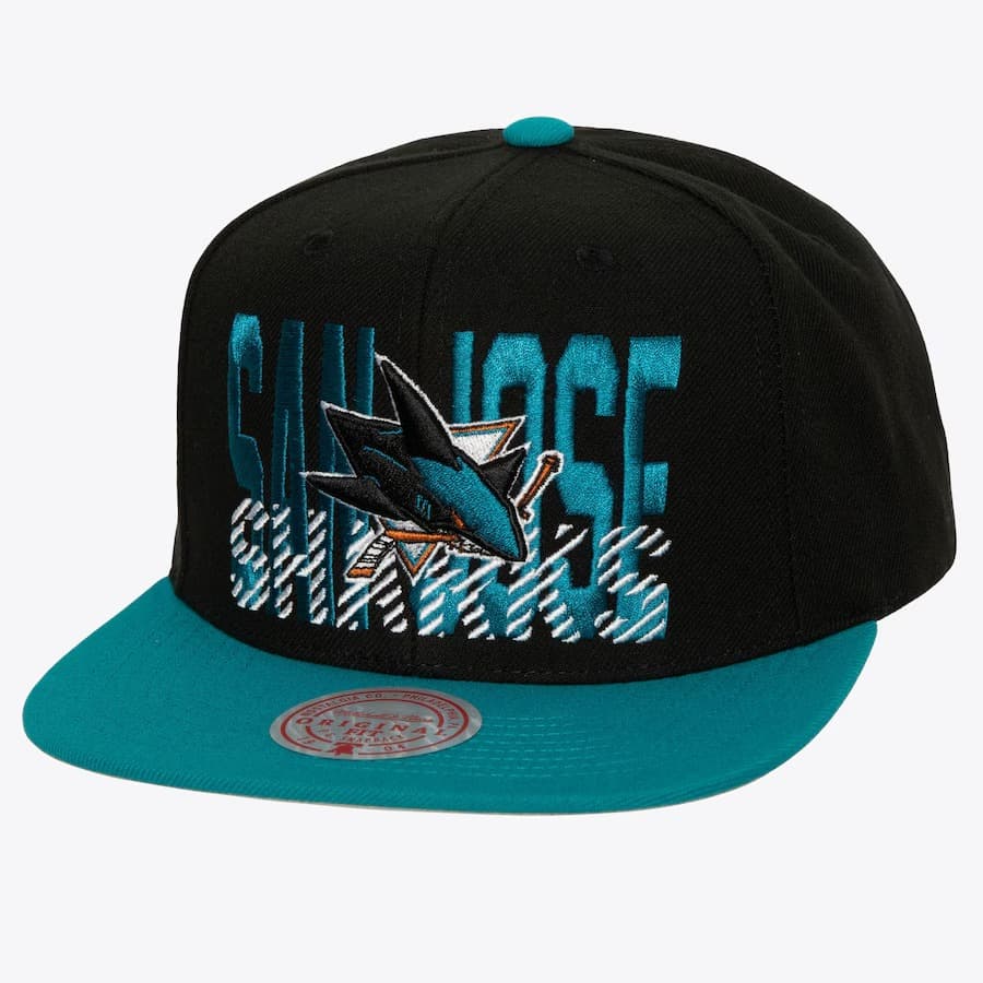 Бейсболка Mitchell & Ness Black San Jose Sharks Cross Check Snapback Hat