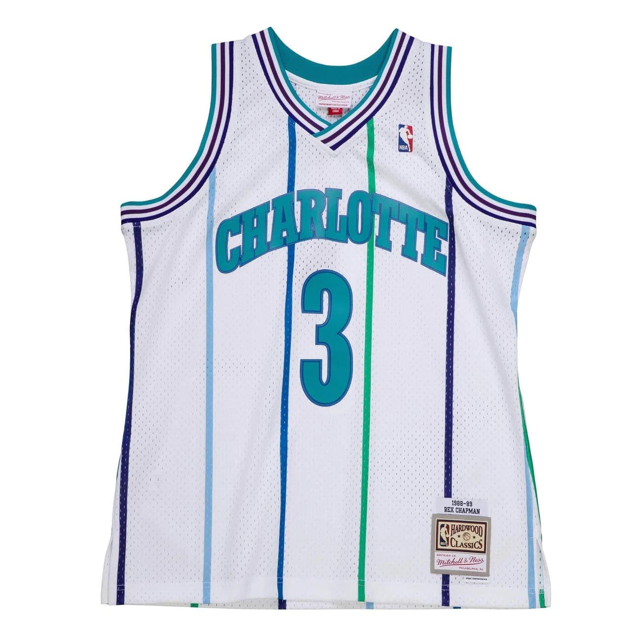 Баскетбольная джерси 1988-89 Charlotte Hornets Rex Chapman #3 Swingman Hardwood Classics White Jersey