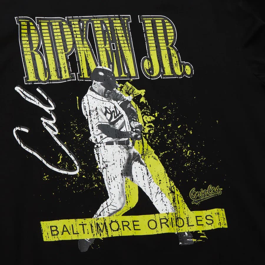 Футболка Mitchell & Ness Cal Ripken Jr. Black Baltimore Orioles Neon Pop Player T-Shirt