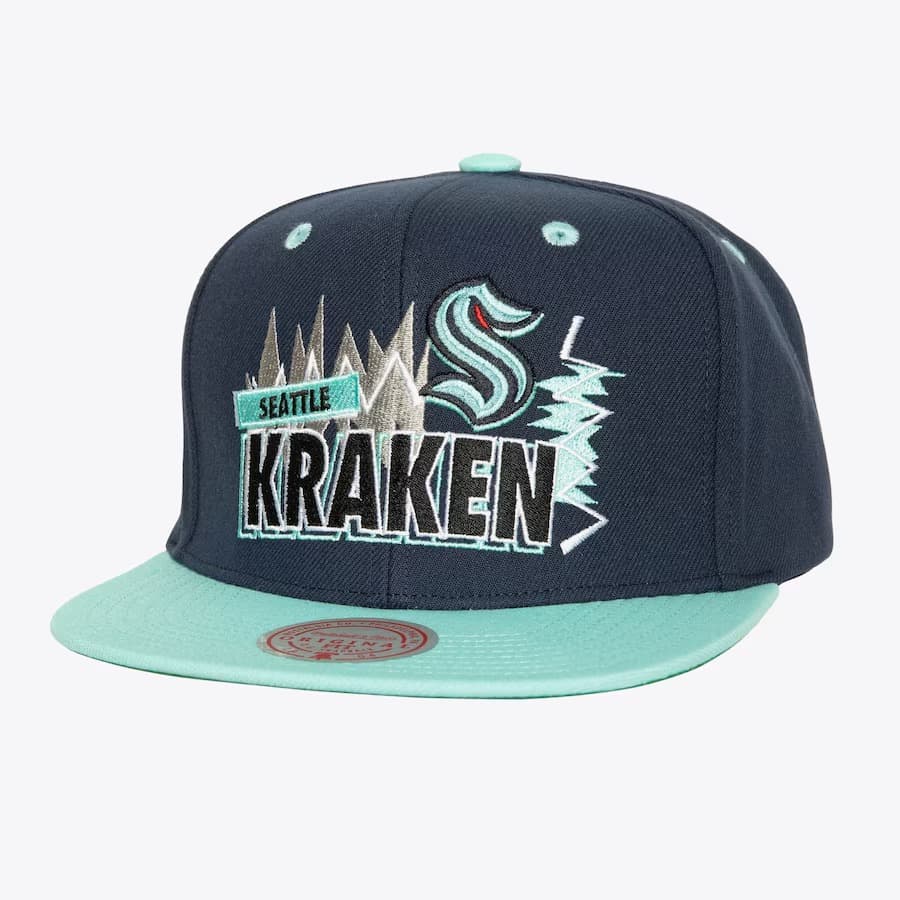 Бейсболка Mitchell & Ness Navy Seattle Kraken Buzz Snapback Hat