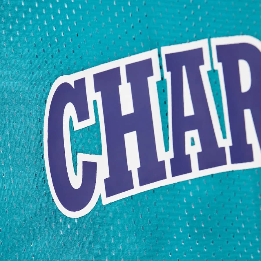 Майка Mitchell & Ness Teal Charlotte Hornets Vintage Logo Mesh Practice Tank Top