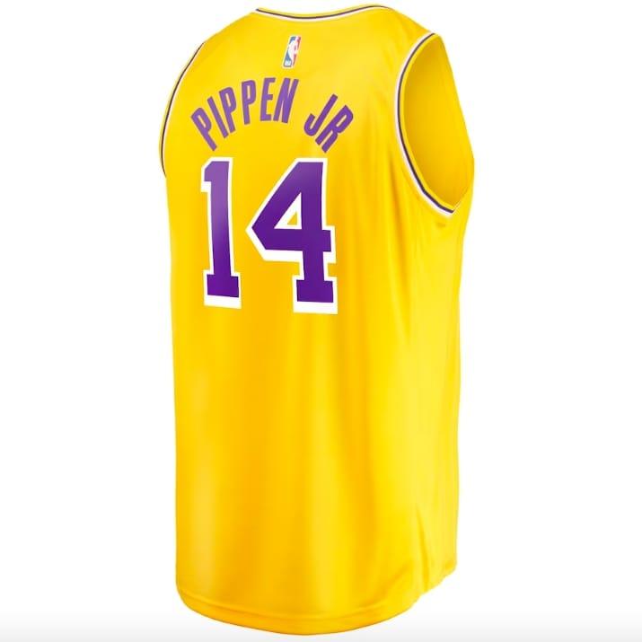 Баскетбольная джерси 2022-23 LA Lakers #14 Scotty Pippen Jr. Fast Break Icon Gold Jersey
