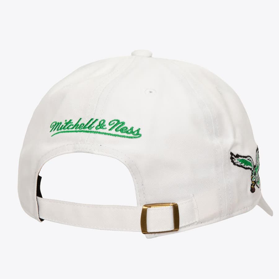 Бейсболка Mitchell & Ness White Philadelphia Eagles Go Birds Strapback Dad Hat