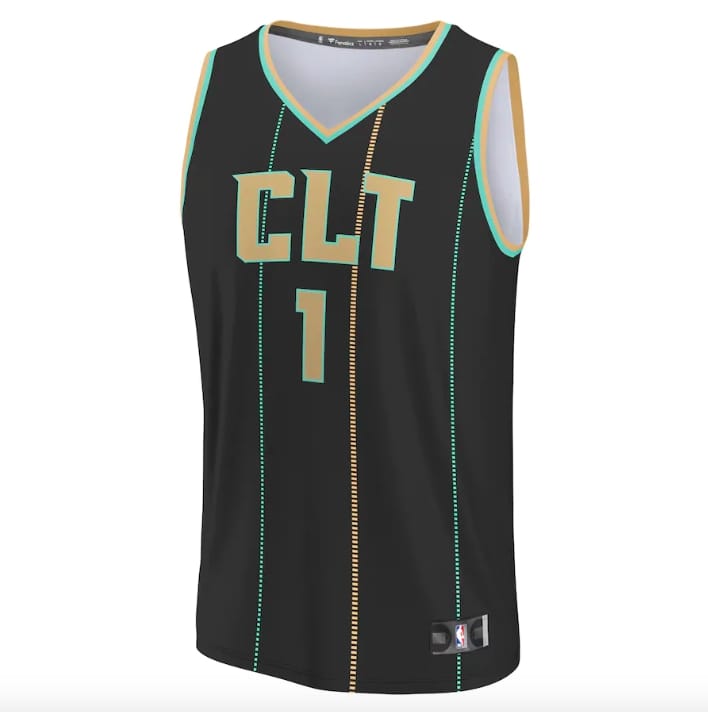 Баскетбольная джерси 2022-23 Charlotte Hornets #1 LaMelo Ball Fast Break City Black Jersey