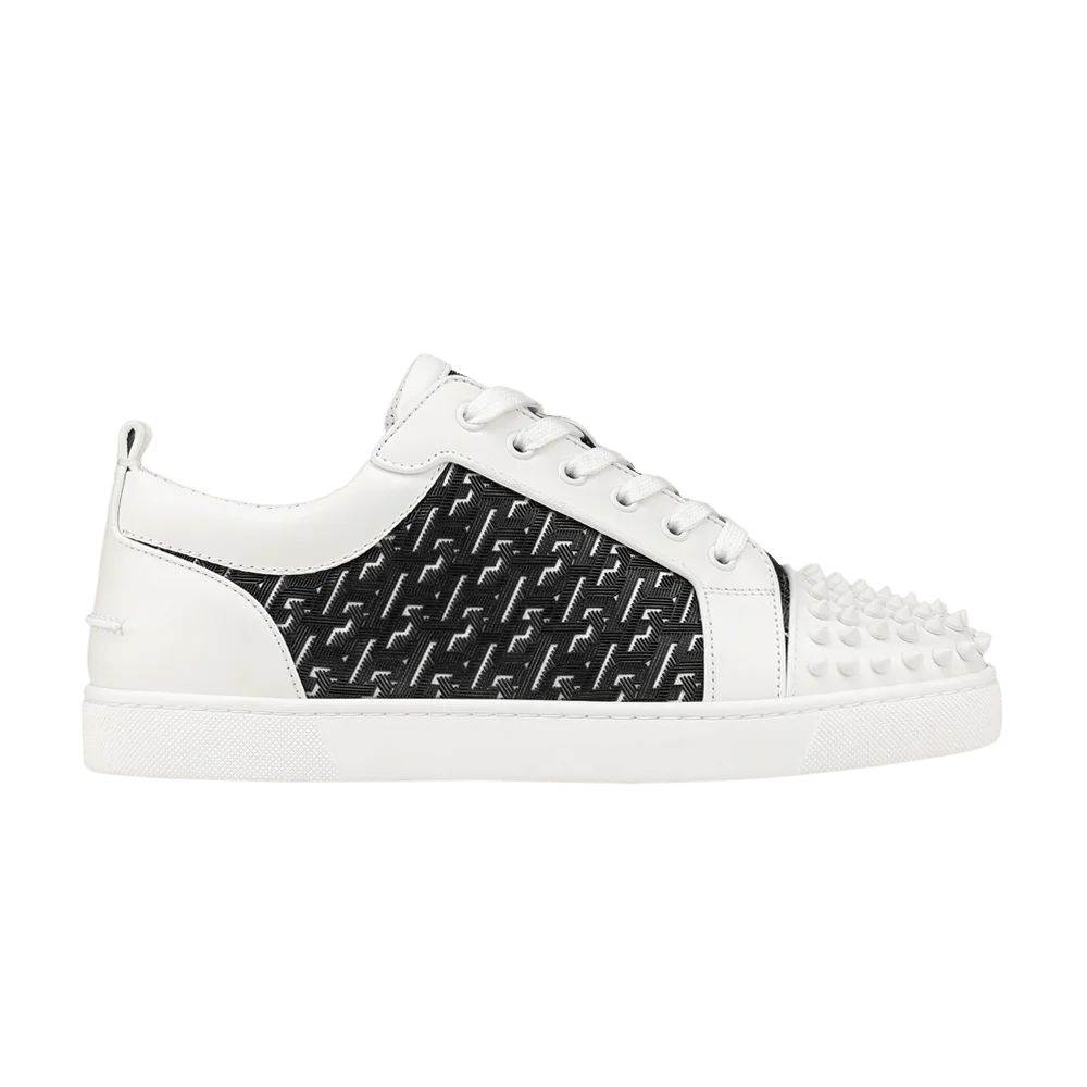 Krossovki-Christian-Louboutin-Louis-Junior-Spikes-Orlato-Flat-CL-Monogram-White-Black