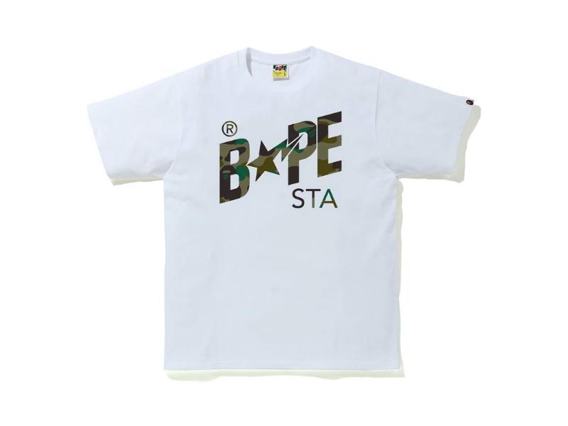 Футболка BAPE 1st Camo Bapesta Logo Tee White/Green