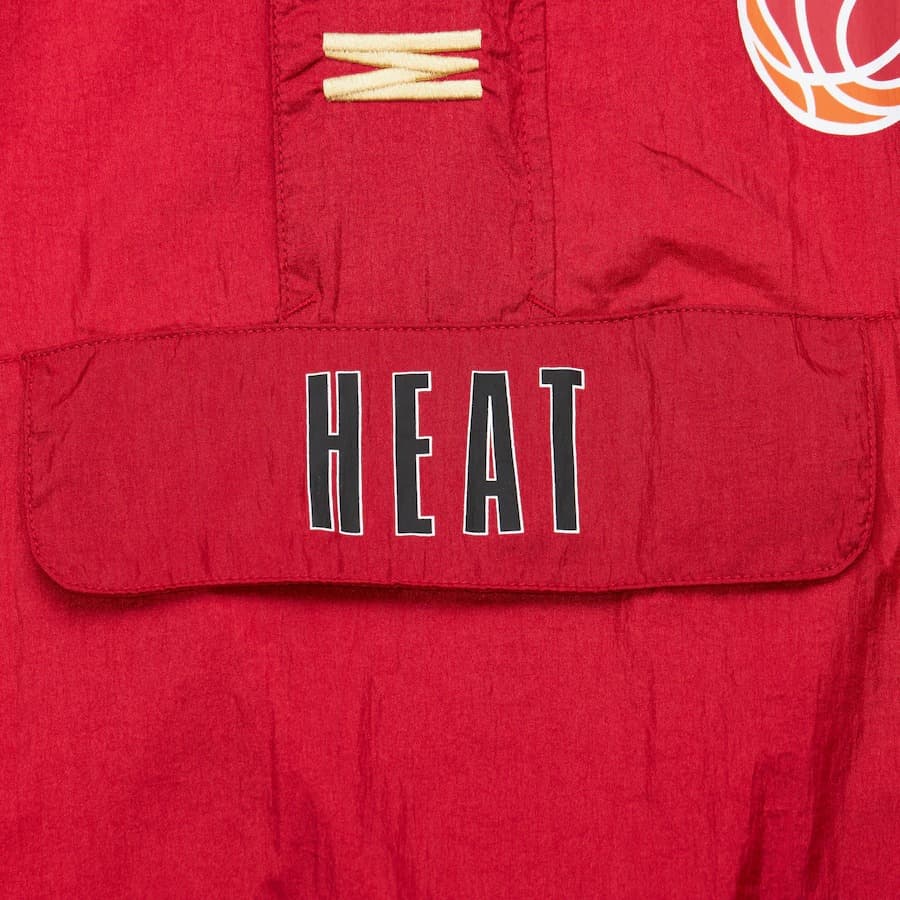Анорак Mitchell & Ness Red Miami Heat Team OG 2.0 Vintage Logo Anorak Quarter-Zip Hoodie Windbreaker Jacket