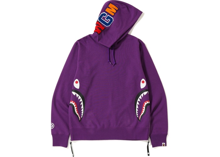 Худи BAPE Side Zip Shark Wide Pullover Hoodie Purple