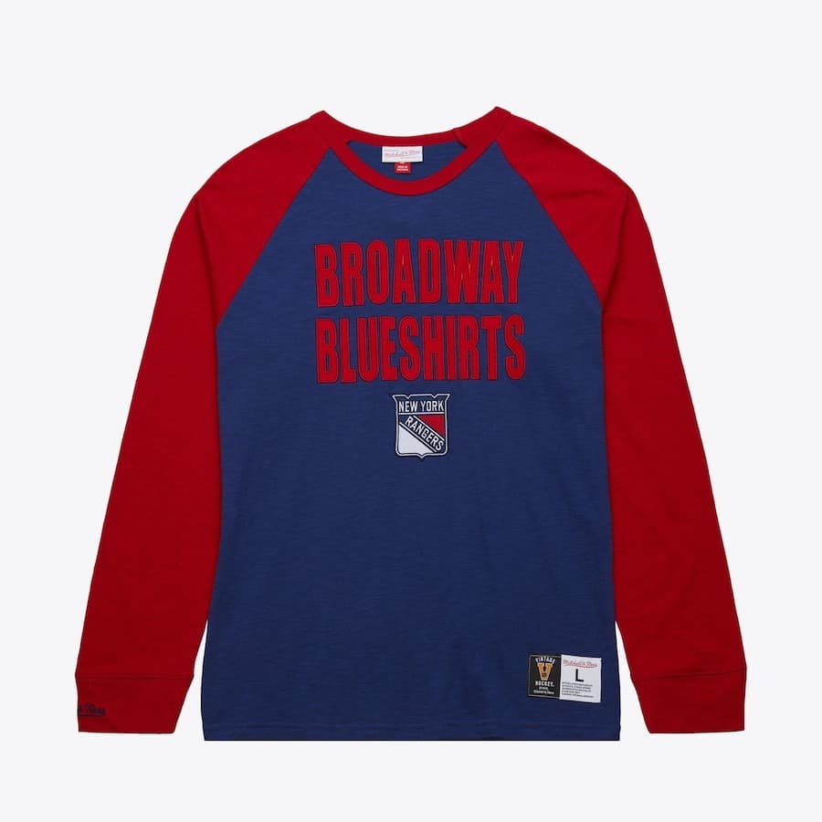 Лонгслив Mitchell & Ness Royal New York Rangers Vintage Logo Legendary Slub Long Sleeve T-Shirt
