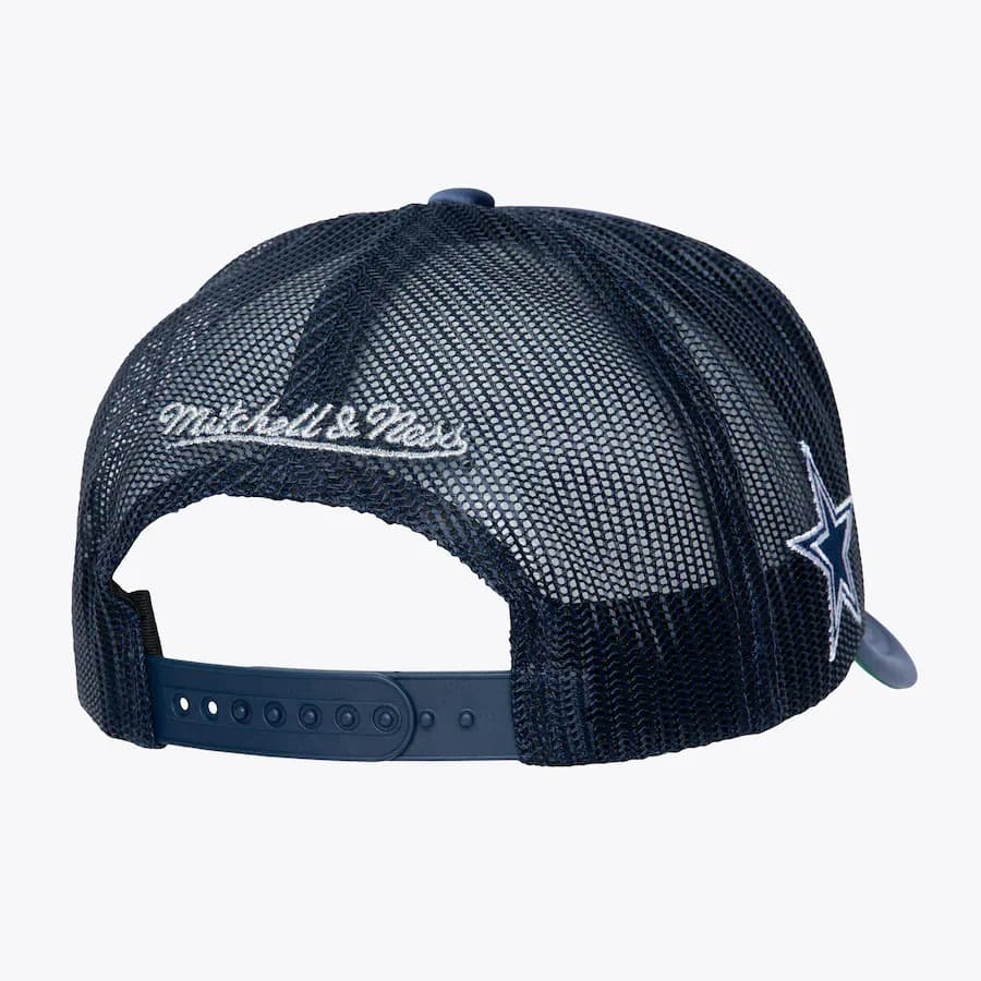 Бейсболка Mitchell & Ness Navy Dallas Cowboys Satin Snapback Trucker Hat