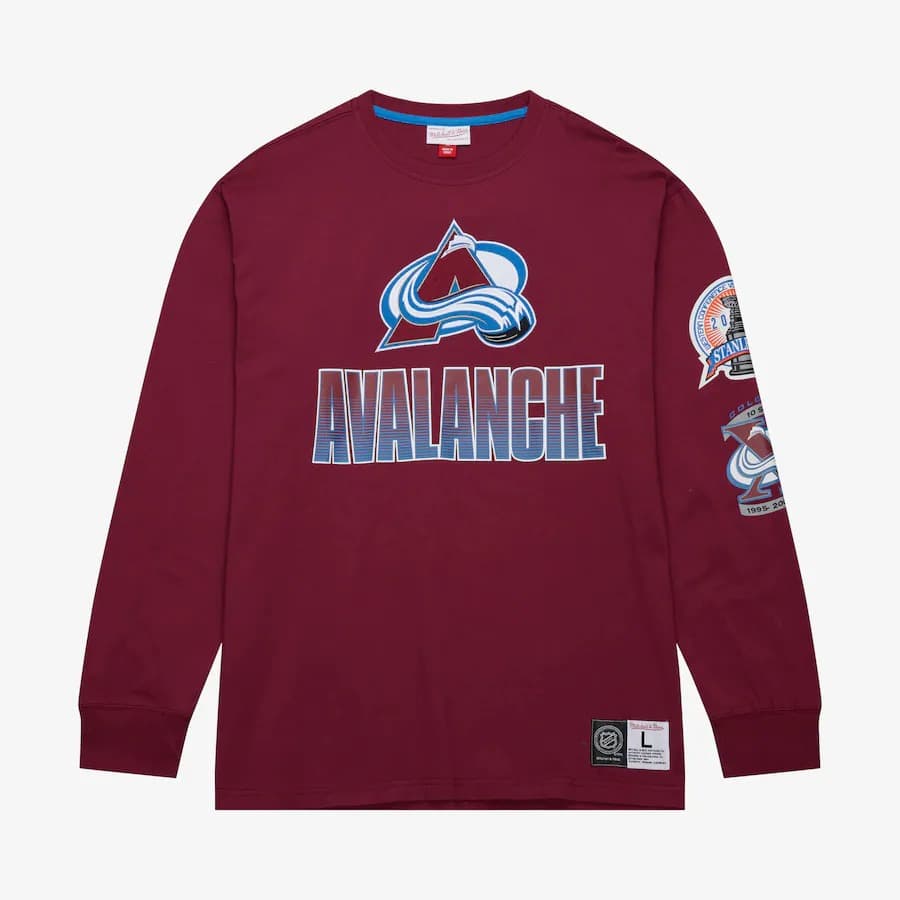 Лонгслив Mitchell & Ness Burgundy Colorado Avalanche Allover Long Sleeve T-Shirt