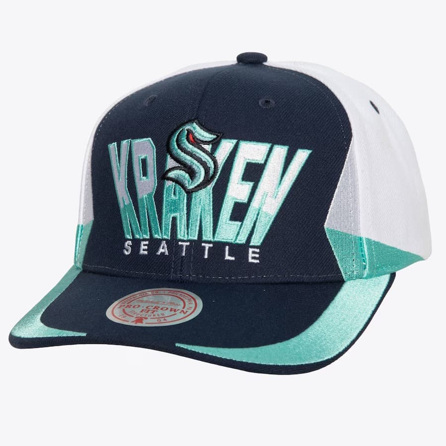 Бейсболка Mitchell & Ness Deep Sea Blue Seattle Kraken Retrodome Pro Snapback Hat