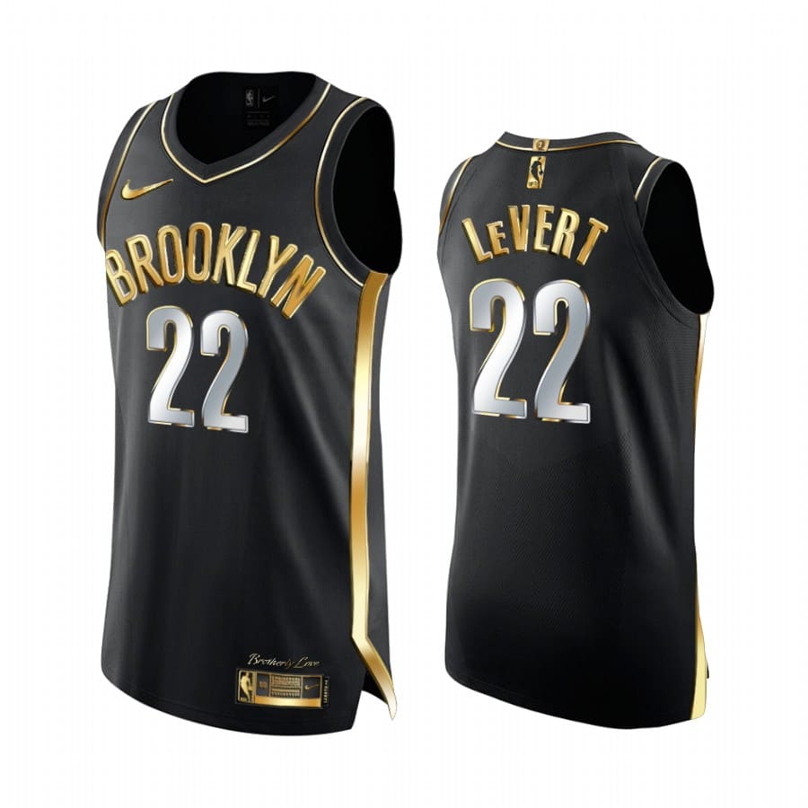 Баскетбольная джерси 2020-21 Brooklyn Nets #22 Caris LeVert Golden Edition Black Authentic Jersey