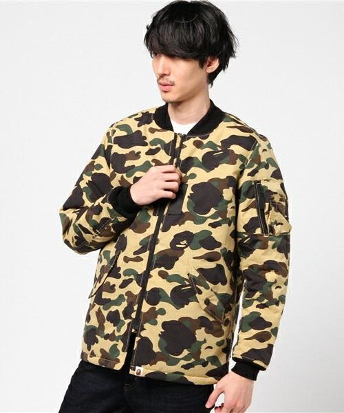 Куртка BAPE 1st Camo Long Length MA 1 Jacket Yellow