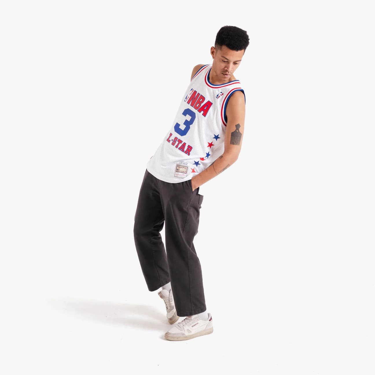 Баскетбольная джерси 2003 All Star Game Allen Iverson #3 Swingman Hardwood Classics White Jersey