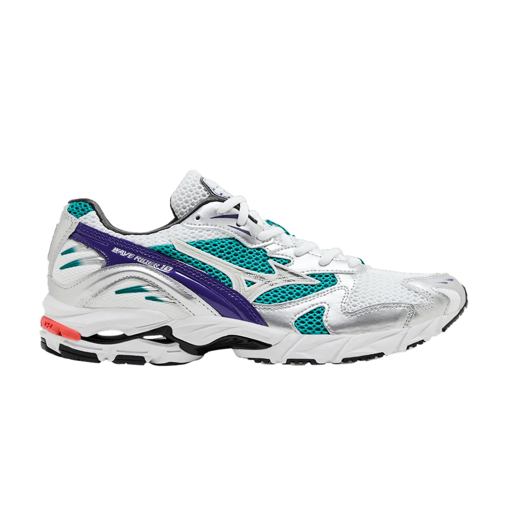 Кроссовки Mizuno Wave Rider 10 'White Silver Teal Blue'