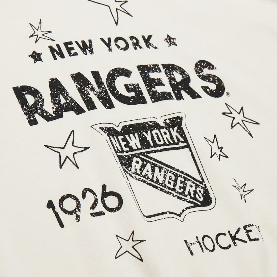 Лонгслив Mitchell & Ness Women's Cream New York Rangers Logo Lightweight 3.0 Fleece Pullover Sweatshirt