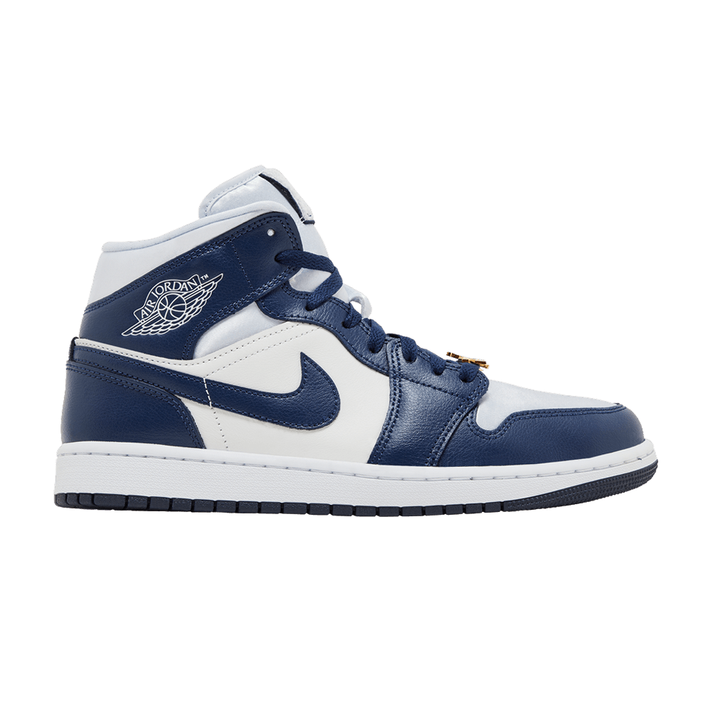 Кроссовки Wmns Air Jordan 1 Mid 'Midnight Navy Gold Charms'