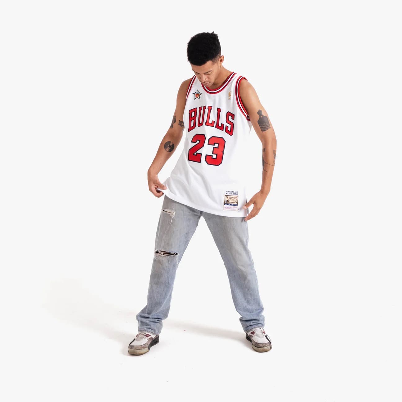 Баскетбольная джерси 1997 All Star Game Michael Jordan #23 Authentic Hardwood Classic White Jersey