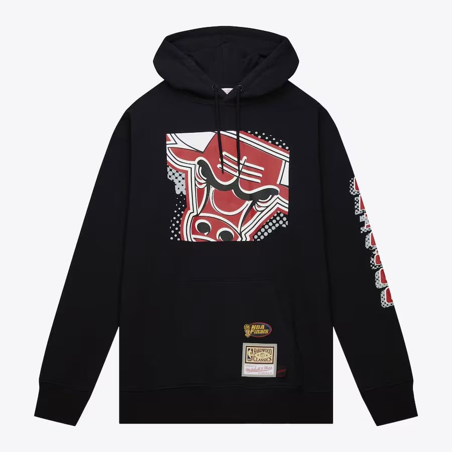 Худи Mitchell & Ness Black Chicago Bulls Big Face 7.0 Pullover Hoodie