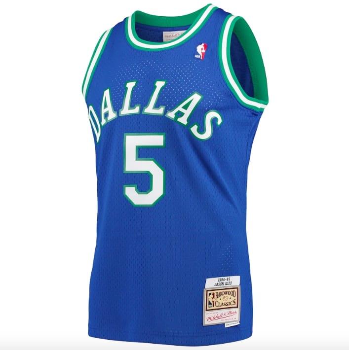 Баскетбольная джерси 1994-95 Dallas Mavericks #5 Jason Kidd Mitchell & Ness Blue Jersey