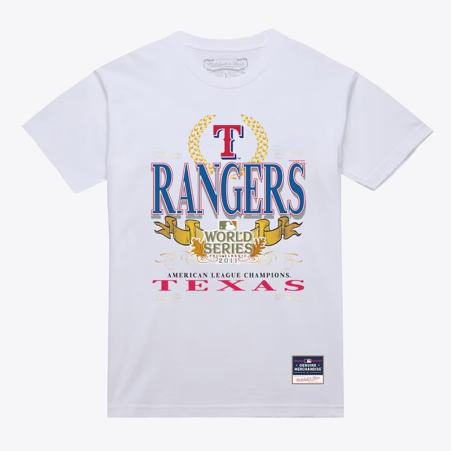 Футболка Mitchell & Ness White Texas Rangers Pennant Chase T-Shirt