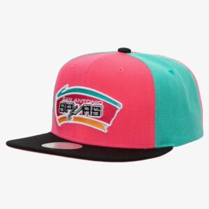 Mitchell-Ness-Pink-San-Antonio-Spurs-Hardwood-Classics-On-the-Block-Snapback-Hat-300x300