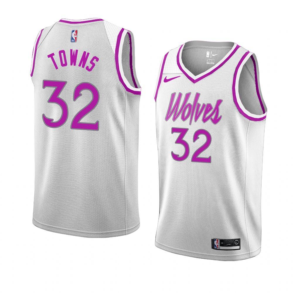Баскетбольная джерси 2018-19 Towns Timberwolves #32 Earned White