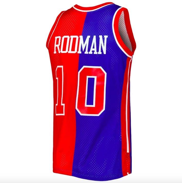 Баскетбольная джерси 1988-89 Detroit Pistons #10 Dennis Rodman Mitchell & Ness Split Blue/Red Jersey