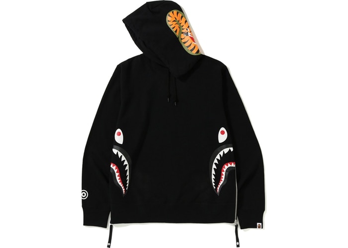 Худи BAPE Side Zip Shark Wide Pullover Hoodie Black