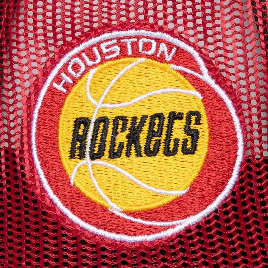 Бейсболка Mitchell & Ness Red Houston Rockets Satin Trucker Snapback Hat