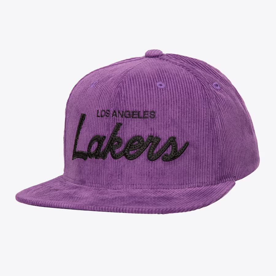 Бейсболка Mitchell & Ness Purple Los Angeles Lakers Corduroy Snapback Hat